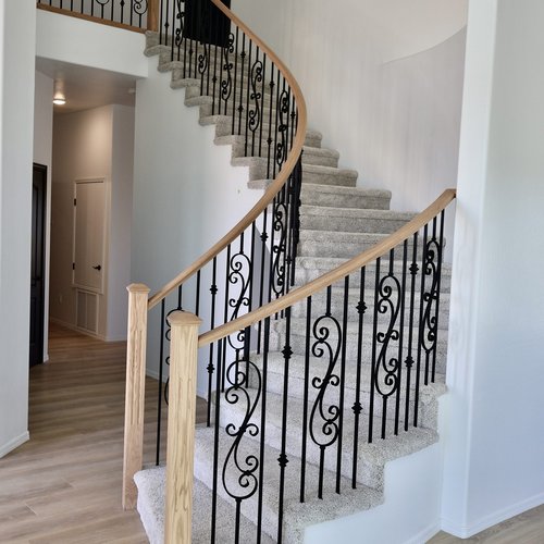 Hardwood flooring and carpet installation on stairs