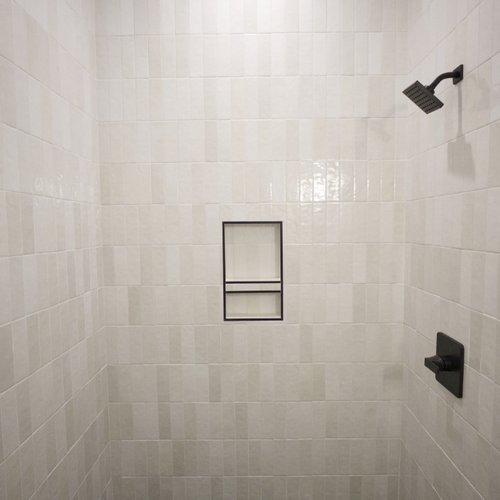 White glazed tile shower installation in Yuma, AZ